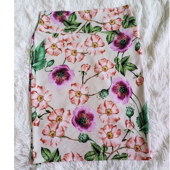 Lularoe Cassie Floral Pencil Skirt Medium Poppy